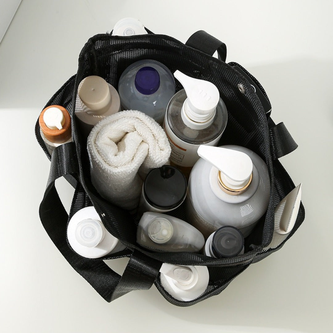 Bolsa de baño de malla, bolsa de baño con bolsillo de malla para artículos de aseo de natación, bolsa de baño para hombre, bolsa de almacenamiento grande 