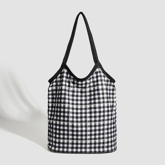 Bolso hobo de lona de diseño vintage, bolso tote a cuadros versátil, bolso de hombro versátil de gran capacidad para desplazamientos diarios 