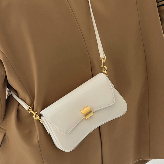 Elegante bolso bandolera pequeño para mujer, blanco – Bolso de hombro sencillo y moderno con diseño cuadrado 