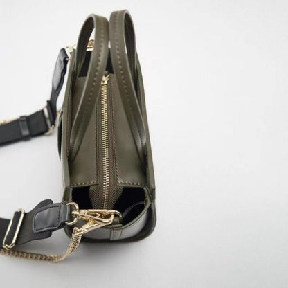 Bolso tote verde militar elegante para mujer - Bolso bandolera versátil con correa para guitarra, ideal para uso diario 