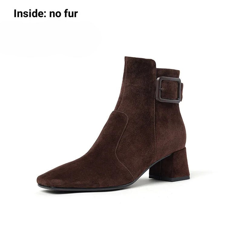 Botines de ante para mujer con tacón de bloque