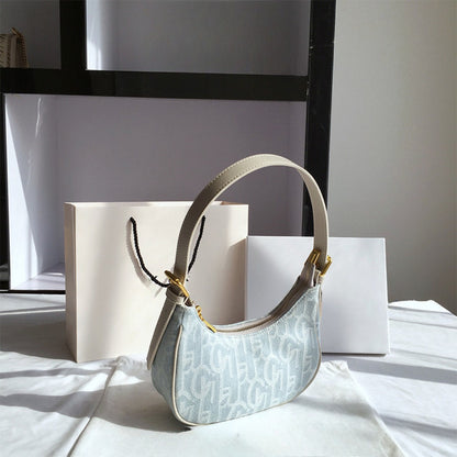 Bolso baguette retro de mezclilla para mujer, bolso de hombro para primavera y verano, bolso hobo pequeño 