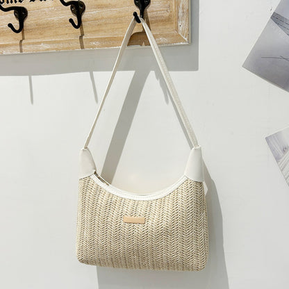 Chic Small Shoulder Straw Bag – Stylish Crossbody Bag for Ladies, Versatile Summer Hobo Bag
