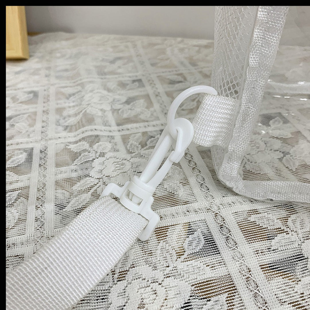 Mochila impermeable de PVC con diseño transparente, duradera y elegante, perfecta para viajes, escuela y uso diario. 