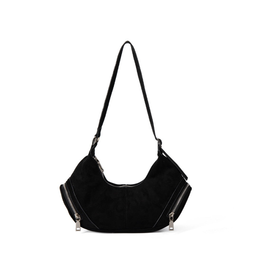 Bolso bandolera de ante de gran capacidad, bolso holgado, bolso hobo informal vintage 