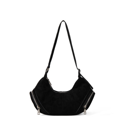 Bolso bandolera de ante de gran capacidad, bolso holgado, bolso hobo informal vintage 