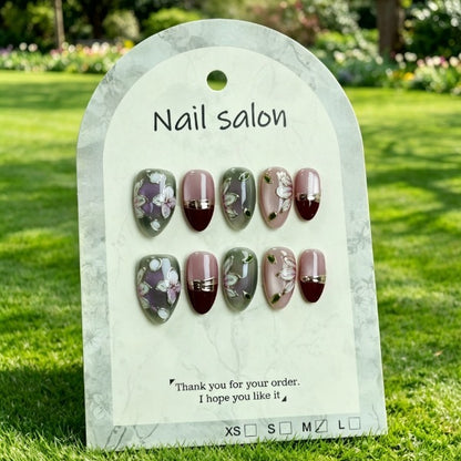 Handmade Flower Press-On Nails 100% handmade press on nails hand-carved color collision nail patch wearing nail piece Spice girl style