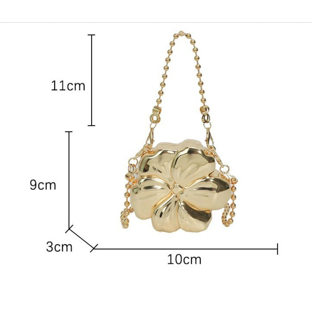 Elegante bolso acrílico dorado con estampado floral – Mini bolso de noche y bolso de graduación para bodas, fiestas y eventos nocturnos – Elegante bolso de mano con glamuroso diseño floral 