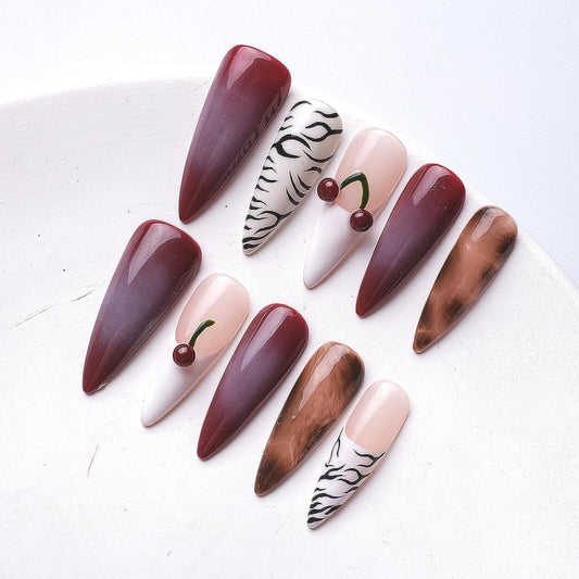 1076 Uñas postizas reutilizables hechas a mano para decoración de uñas