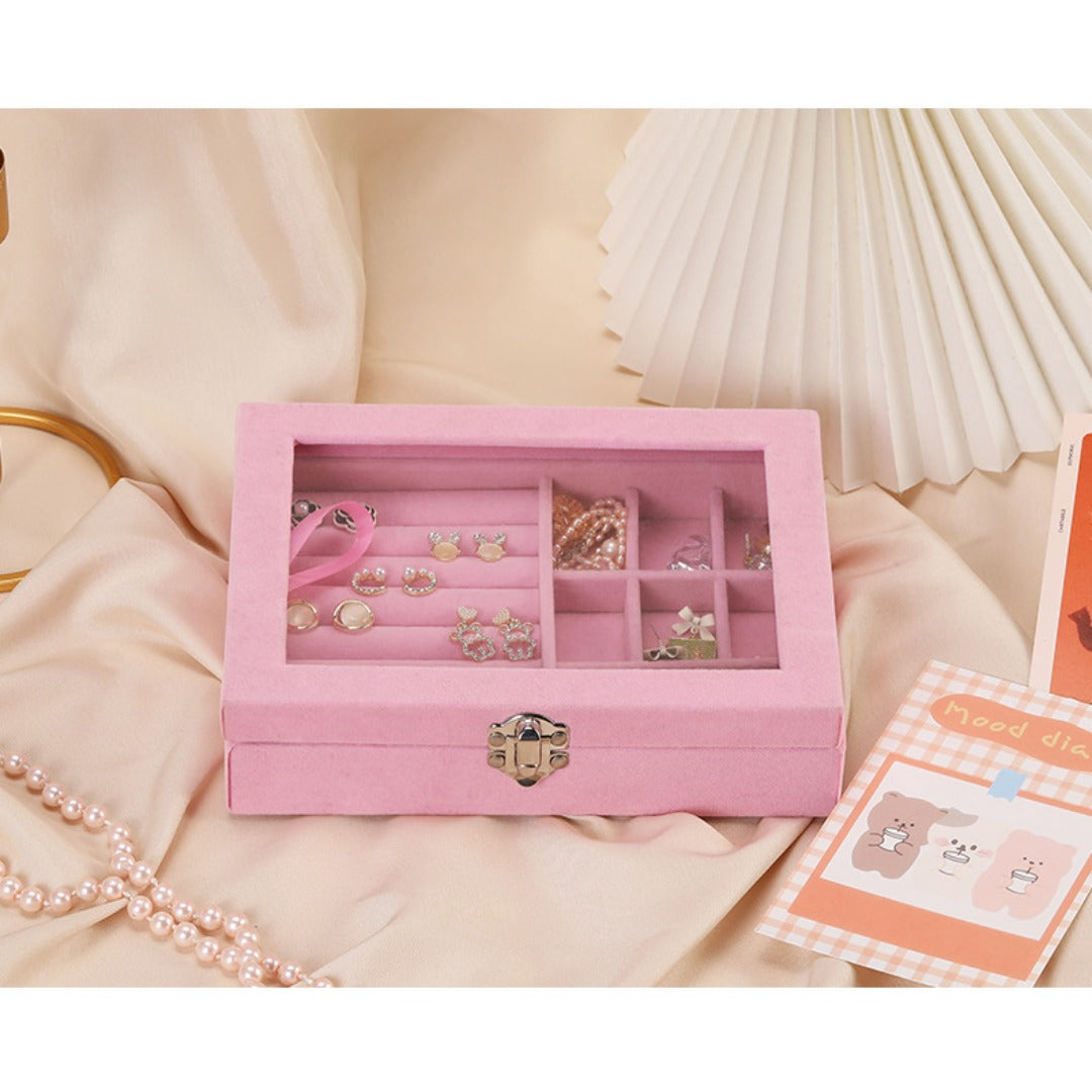 Flannel dustproof jewelry box with lid, ring earrings, earrings, necklace storage box, anti-oxidation jewelry storage box
