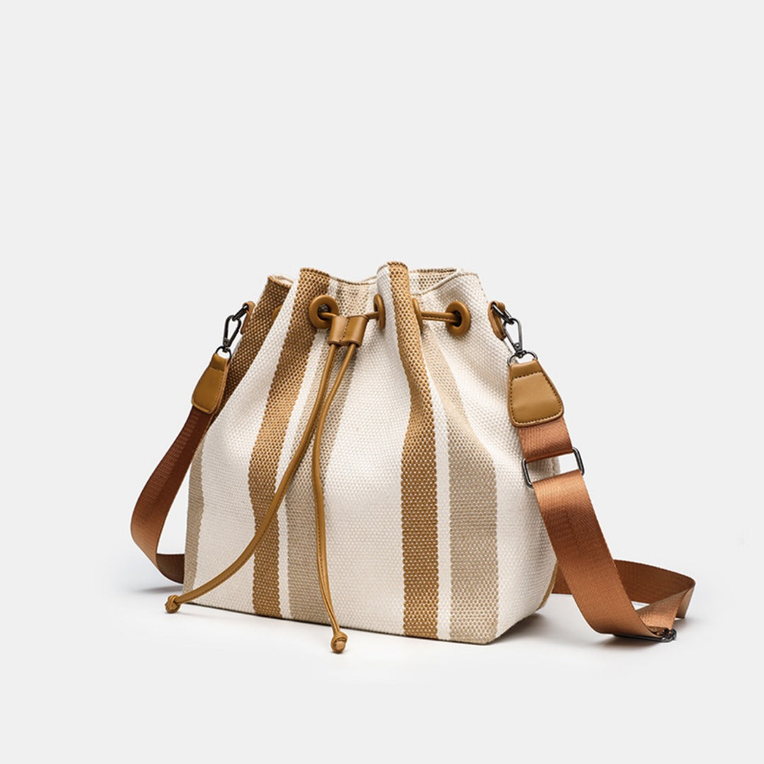 Bolso bandolera elegante de lona para mujer – Bolso tipo cubo de hombro a la moda, bolso tote pequeño vintage estilo universitario portátil 