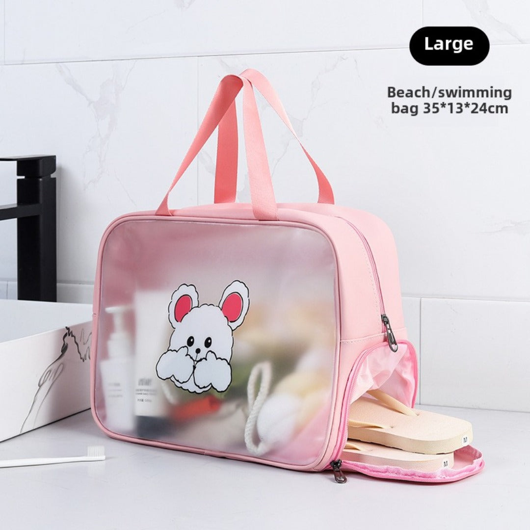 Bolsa para cosméticos, neceser con separadores para artículos húmedos y secos, neceser transparente e impermeable para cosméticos, estuche de maquillaje transparente, neceser de maquillaje con compartimentos. 