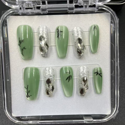 1048- Uñas postizas hechas a mano, de presión, removibles