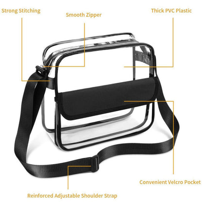 Transparent PVC Shoulder Crossbody Bag - Durable Storage Bag for Travel, Beach, Stadium Events & More