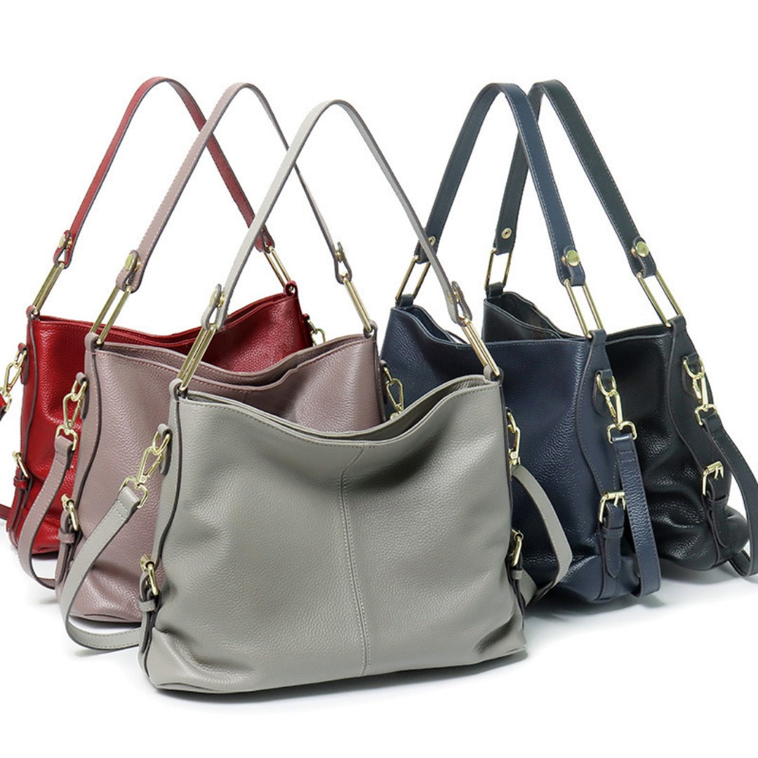 Elegante bolso de piel auténtica - Bolso hobo y bolso bandolera de piel con estilo 