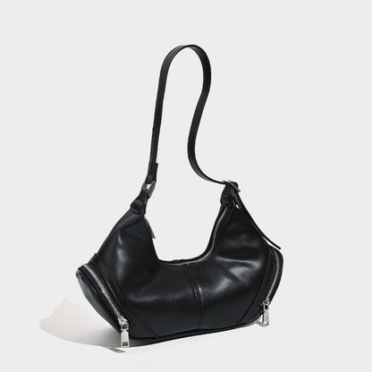 Bolso bandolera estilo hobo, elegante y vintage, con bolsillo con cremallera. También disponible en versión de hombro o bajo el brazo. 