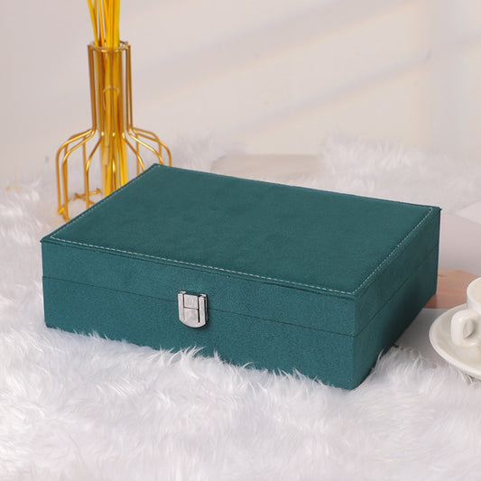 Simple solid color jewelry storage box, large-capacity storage box, classified and sorted multi-layer jewelry box