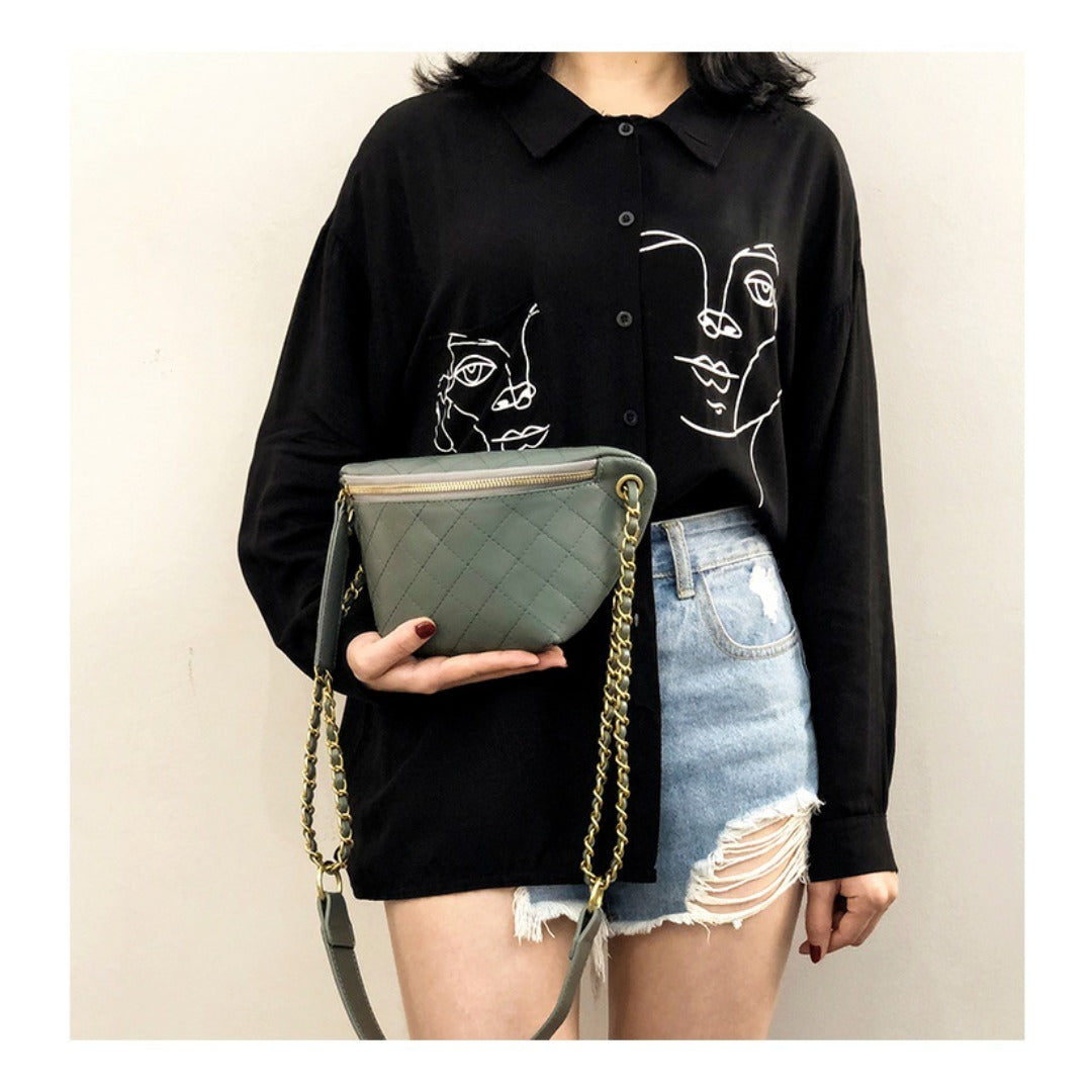 Riñonera de moda – Bolso bandolera elegante para mujer, ideal para el día a día gracias a su cadena ajustable. 