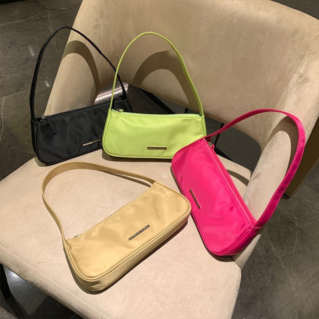 Bolso bandolera mini de verano para mujer – Elegante bolso de hombro de nailon Oxford, bolso baguette hobo moderno y versátil 