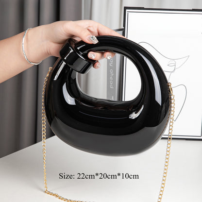 Acrylic gold box, goose egg shaped party purse, cloud shell evening clutch purse, messenger bag, clutch purse party, prom bag, party purse, prom bags clutch, Wedding purse