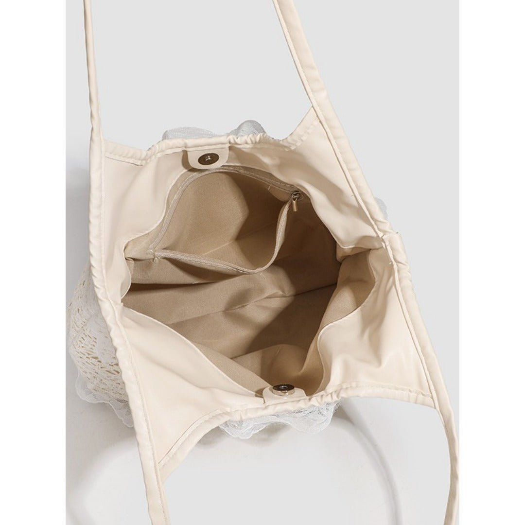 Bolso de verano tejido, informal, de vacaciones, de gran capacidad, bolso de hombro, bolso de malla con encaje, bolso de mano, bolso de playa, bolso de verano tipo hobo 