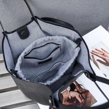 Elegante bolso tote de piel auténtica: bolso tote de piel de oveja de primera calidad para mujer, bolso de mano o bandolera versátil 2 en 1 para un look chic diario. 