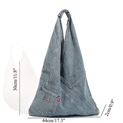 Bolso hobo de mezclilla lavada, bolso de hombro, bolso tote de gran capacidad, bolso versátil 