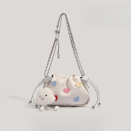 Folded bag female, autumn and winter fashion design chain Crossbody bag, cute small crossbody purse