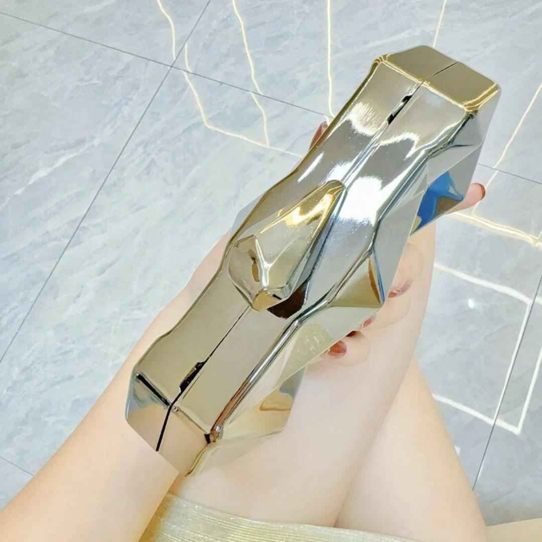 Geometric Lattice Acrylic Evening Bag - Metal Handbag with Chain Evening Clutch Purse