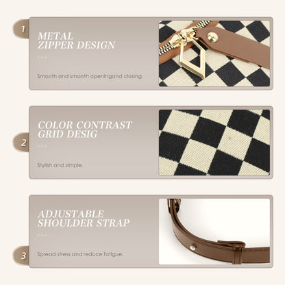 Small Crossbody Versatile Checkerboard Chest Bag – Fashion Plaid Waist Bag, Stylish Messenger Bag & Fanny Pack for Everyday Use