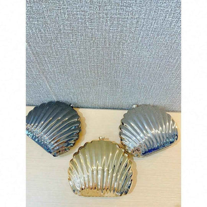 Women's Sparkly Seashell Acrylic Clutch - Metallic Evening Purse for Party & Prom