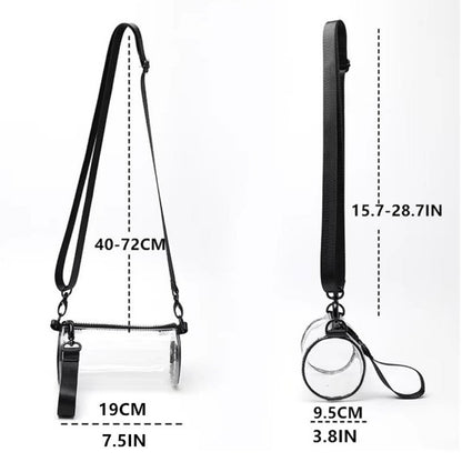 PVC waterproof drum crossbody bag, Transparent small crossbody bag,