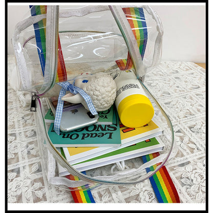 Mochila impermeable de PVC con diseño transparente, duradera y elegante, perfecta para viajes, escuela y uso diario. 