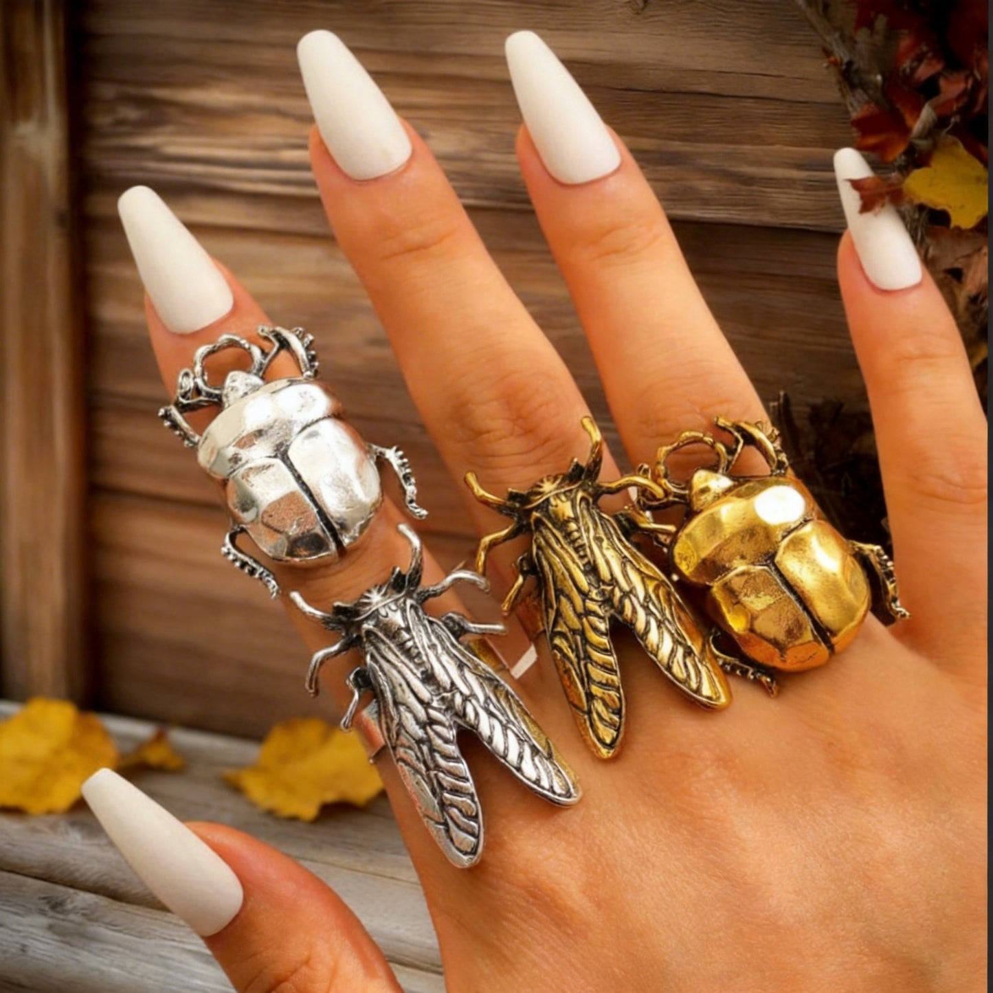 Creative Metal Beetle Ring Cute Cartoon Insect Index Finger Ring Geometric Pinky Ring