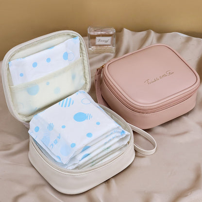 Portable PU Makeup Bags – Small Cream Lipstick Envelope Carry Cosmetic Bag for Students, Ideal for Sanitary Napkin and Small Storage Essentials
