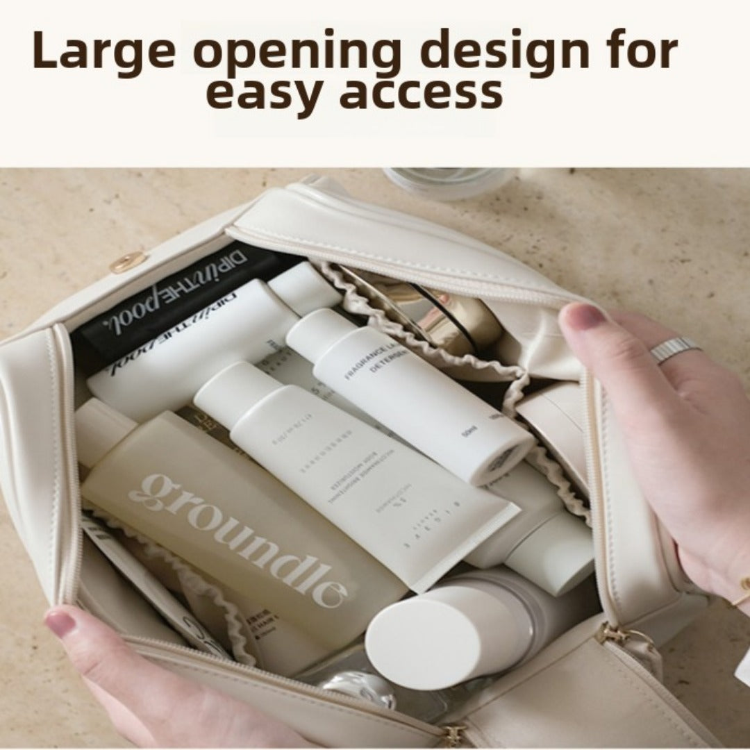 Neceser impermeable de poliuretano, neceser de viaje portátil de gran capacidad, neceser de maquillaje de viaje, organizadores de neceseres de maquillaje, neceseres de maquillaje pequeños 