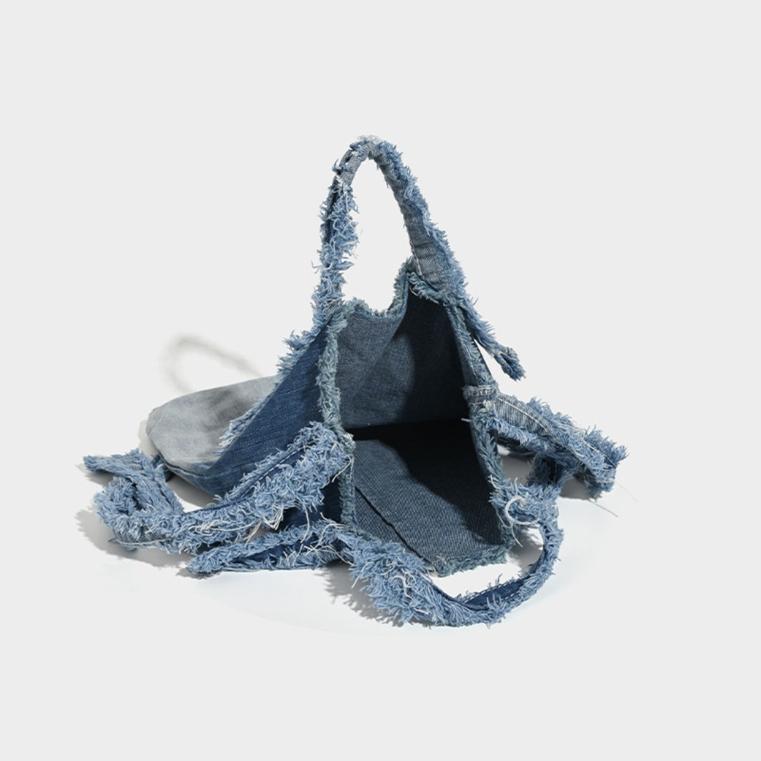 Bolso vaquero lavado, bolso tote de diseño, bolso de hombro informal para mujer, bolso hobo de lona 