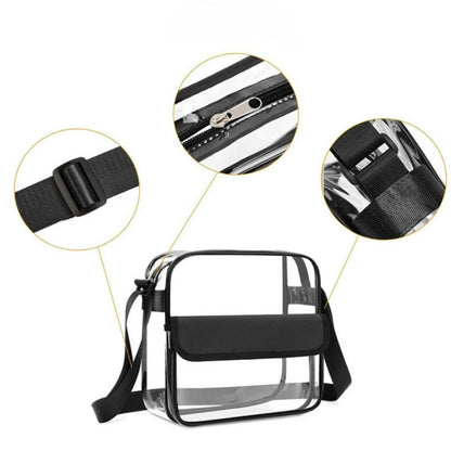 Bolso bandolera transparente de PVC: bolsa de almacenamiento resistente para viajes, playa, eventos en estadios y más. 