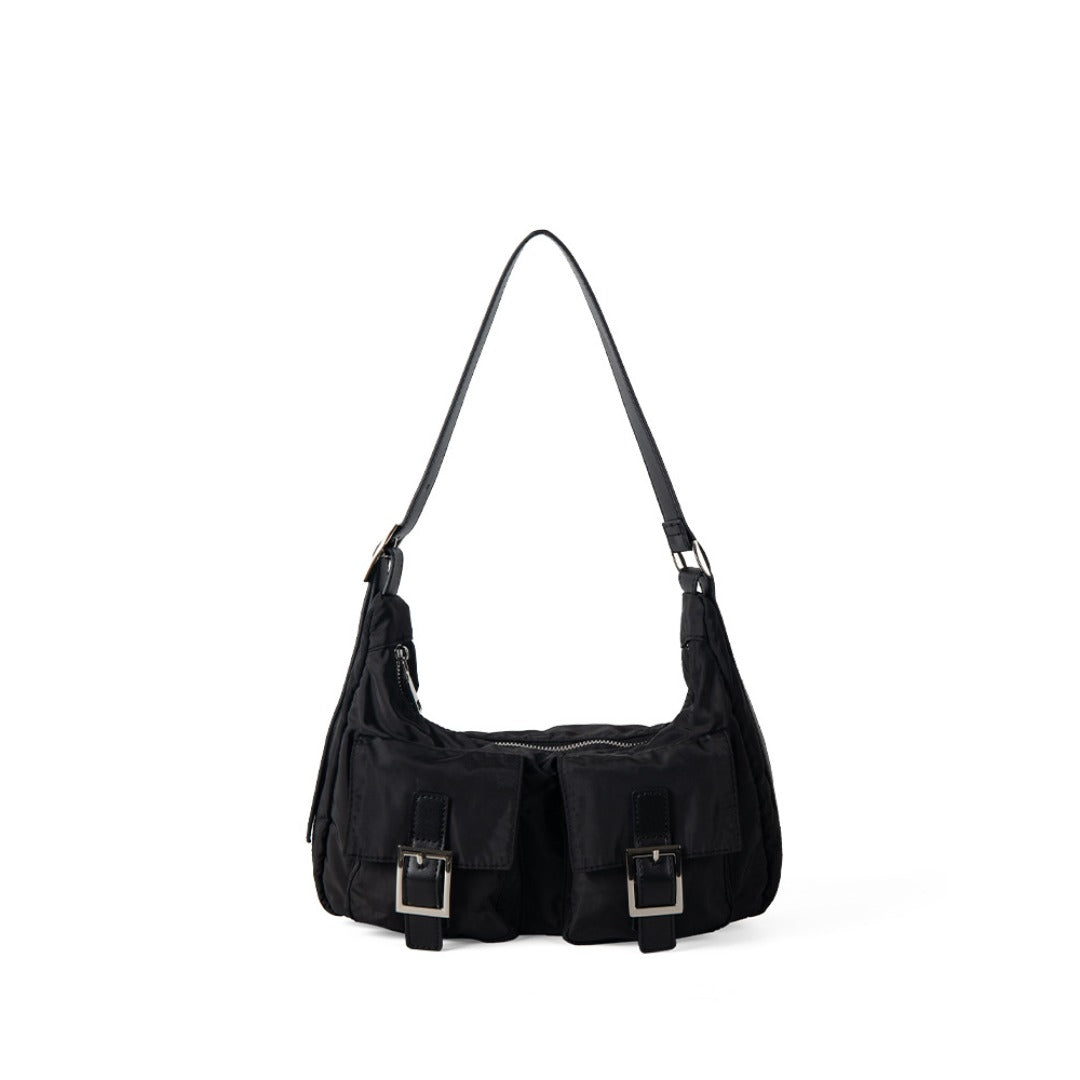 Bolso bandolera ligero de nailon con múltiples bolsillos, bolso de mano versátil para mujer, bolso hobo pequeño para mujer 