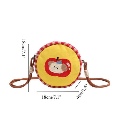 Toddler purse, cute shopping crossbody bag, mini round cake bag girl, cartoon embroidery small crossbody bag, travel change bag girl