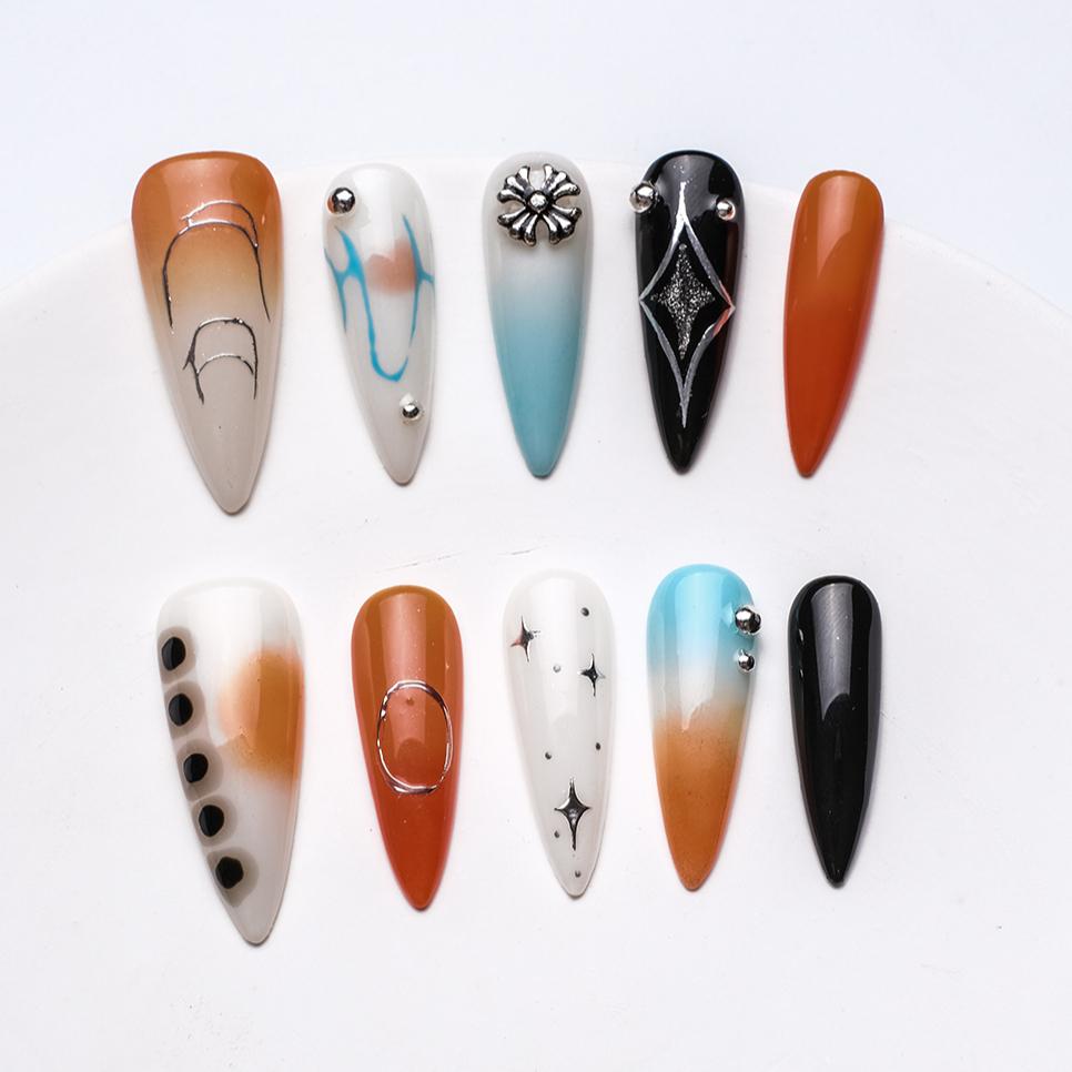 1064 Uñas postizas reutilizables hechas a mano para decoración de uñas