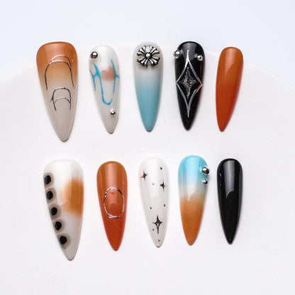 1064 Uñas postizas reutilizables hechas a mano para decoración de uñas