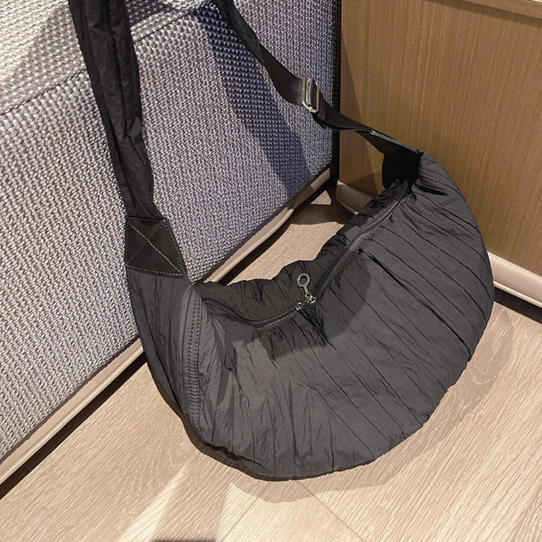 Nylon underarm shoulder crescent bag, hobo bag for women, French women underarm bag, crossbody bag lightweight