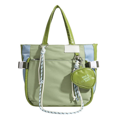 Bolso tote portátil de color verde aguacate, bolso de compras de gran capacidad, bolso de hombro con monedero. 
