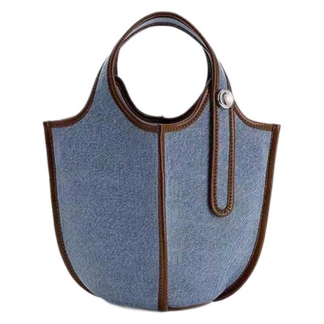 Small top handle purse, women's bag fruit basket bag, denim crossbody bucket vegetable basket bag, women's three-dimensional bag