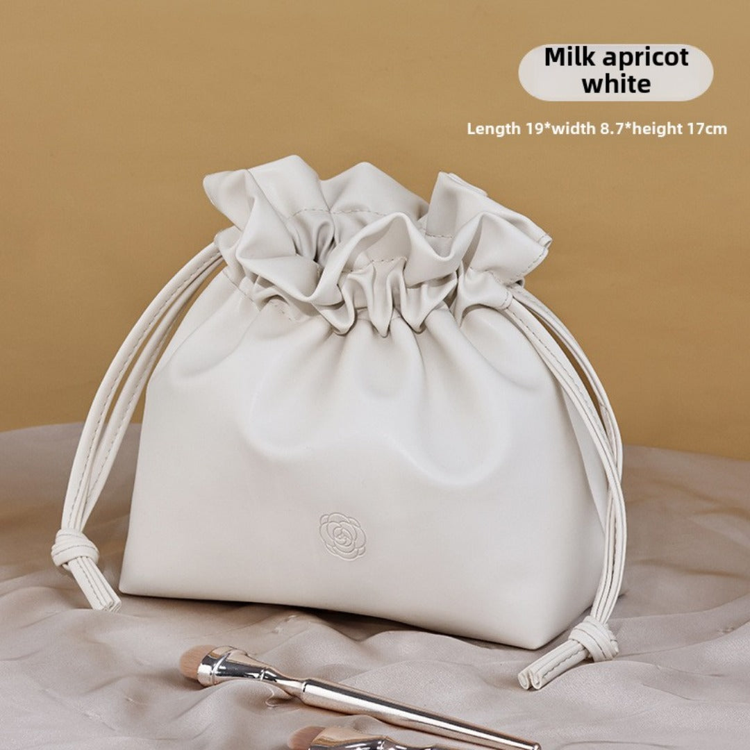 Bundle Mouth Cosmetic Bag – Large Capacity Storage Portable Makeup Bag for Women, Stylish and Functional Design for Everyday Use