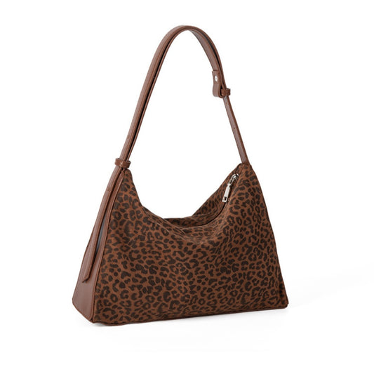 Bolso hobo pequeño con estampado de leopardo para otoño e invierno, bolso de hombro grande y moderno para mujer, bolso de hombro retro para uso diario. 