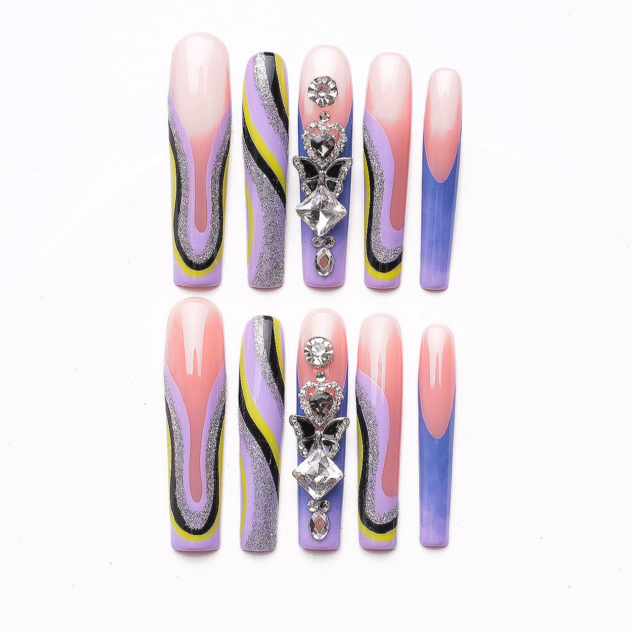 1068 Uñas postizas reutilizables hechas a mano para decoración de uñas