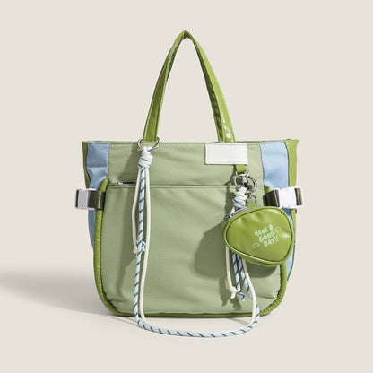 Bolso tote portátil de color verde aguacate, bolso de compras de gran capacidad, bolso de hombro con monedero. 