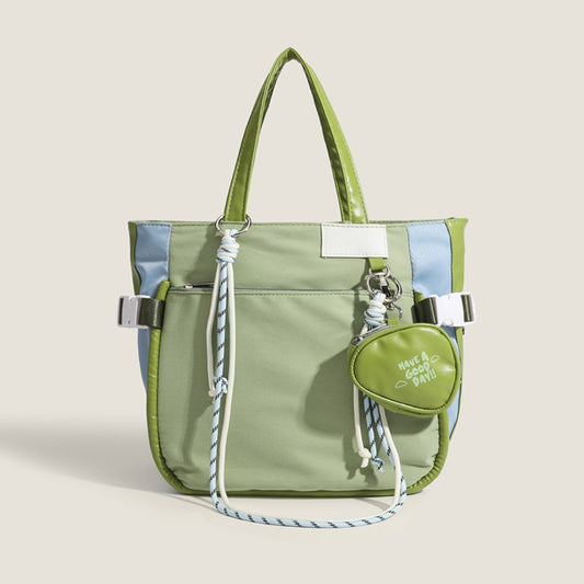 Bolso tote portátil de color verde aguacate, bolso de compras de gran capacidad, bolso de hombro con monedero. 